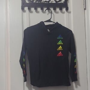 Adidas Kids Black Hoodie with Multicolor Logos